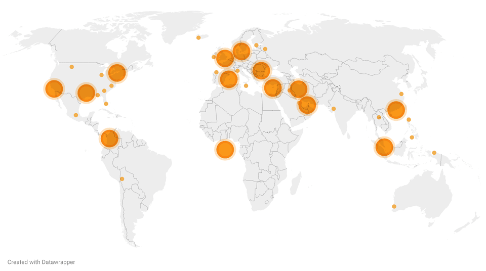 Weltkarte unserer Kunden
