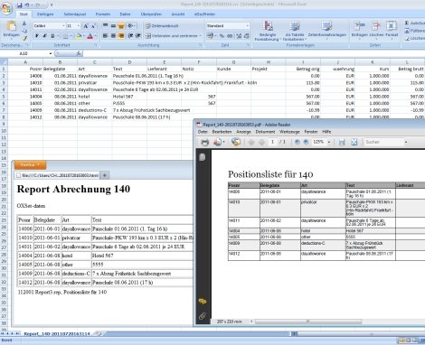 Umfangreiche Druck und Exportfunktionen der Reisekostenabrechnungen